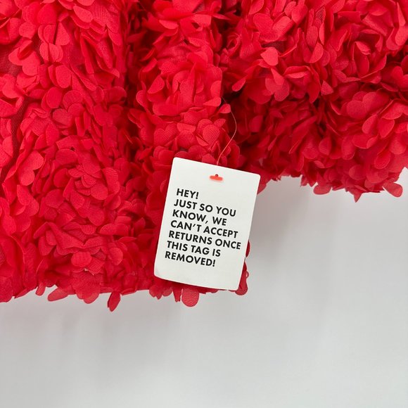 ASOS LUXE 3D flower mini dress with puff sleeves in red NWT 10 - Picture 7 of 7